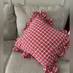 Vintage Ralph Lauren Dockside plaid check Ruffle Red Pillow Cover sham cushion
